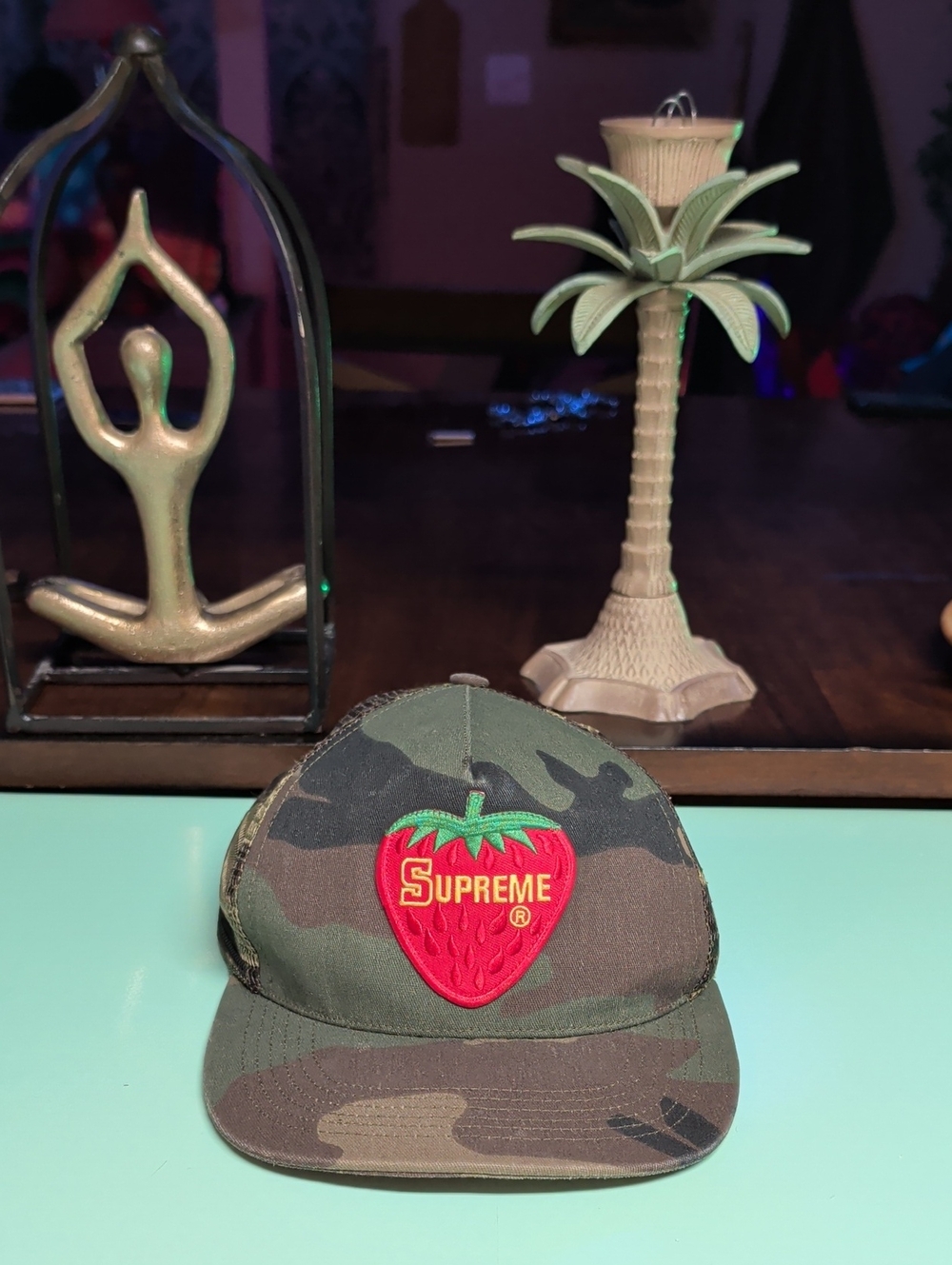 Supreme Camo  Hat with Red Strawberry Patch